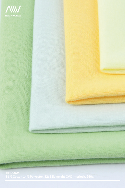 HH00024 - ULTRA SOFT MIDWEIGHT 32S CVC COTTON BLEND INTERLOCK - 260G