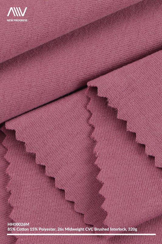HH00026M - ULTRA SOFT MIDWEIGHT 26S CVC BRUSHED COTTON INTERLOCK - 320G