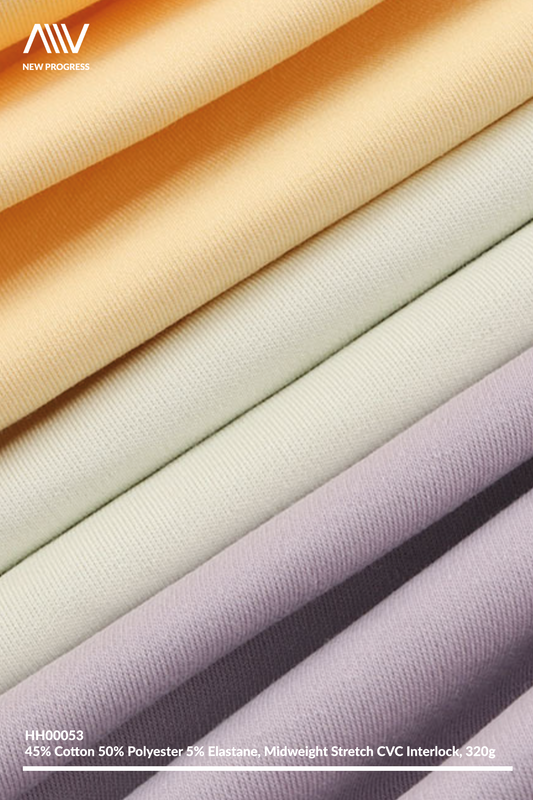 HH00053 - ULTRA SOFT MIDWEIGHT STRETCH COTTON BLEND CVC INTERLOCK - 320G