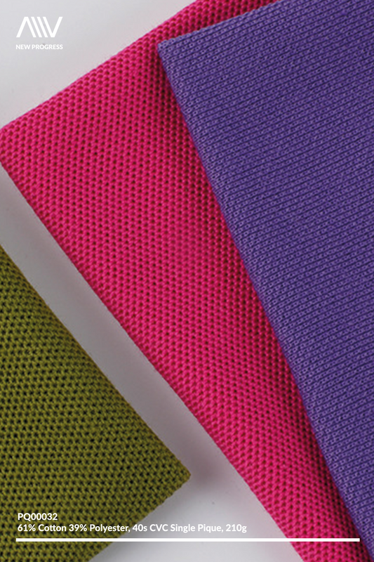 PQ00032 - BREATHABLE 40S CVC COTTON SINGLE PIQUE - 210G