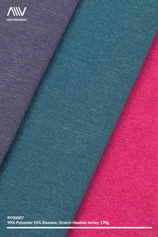 PY00007 - QUICK-DRY LIGHTWEIGHT STRETCH HEATHER JERSEY - 170G