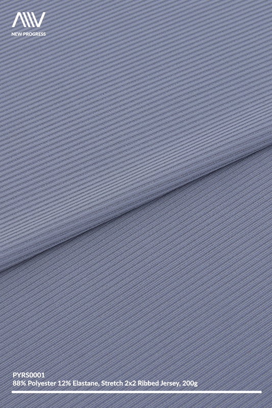 PYRS0001 - ULTRA STRETCH LIGHTWEIGHT TEXTURED 2x2 RIBBED JERSEY - 200G