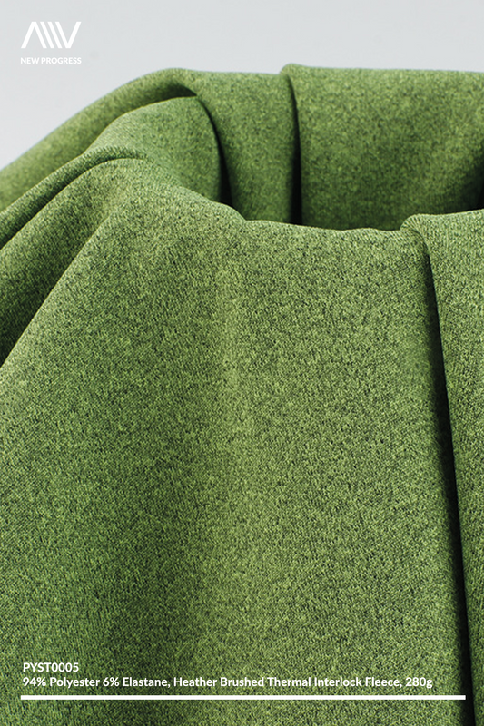 PYST0005 - THERMAL MIDWEIGHT STRETCH HEATHER INTERLOCK FLEECE - 280G
