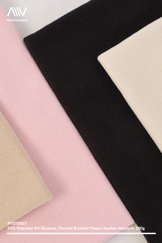 PYST0007 - THERMAL MIDWEIGHT BRUSHED FLEECE STRETCH HEATHER INTERLOCK - 280G