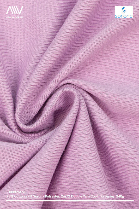 SJ00026CVC - QUICK-DRY COOLMAX COTTON BLEND 26S/2 DOUBLE YARN JERSEY - 240G