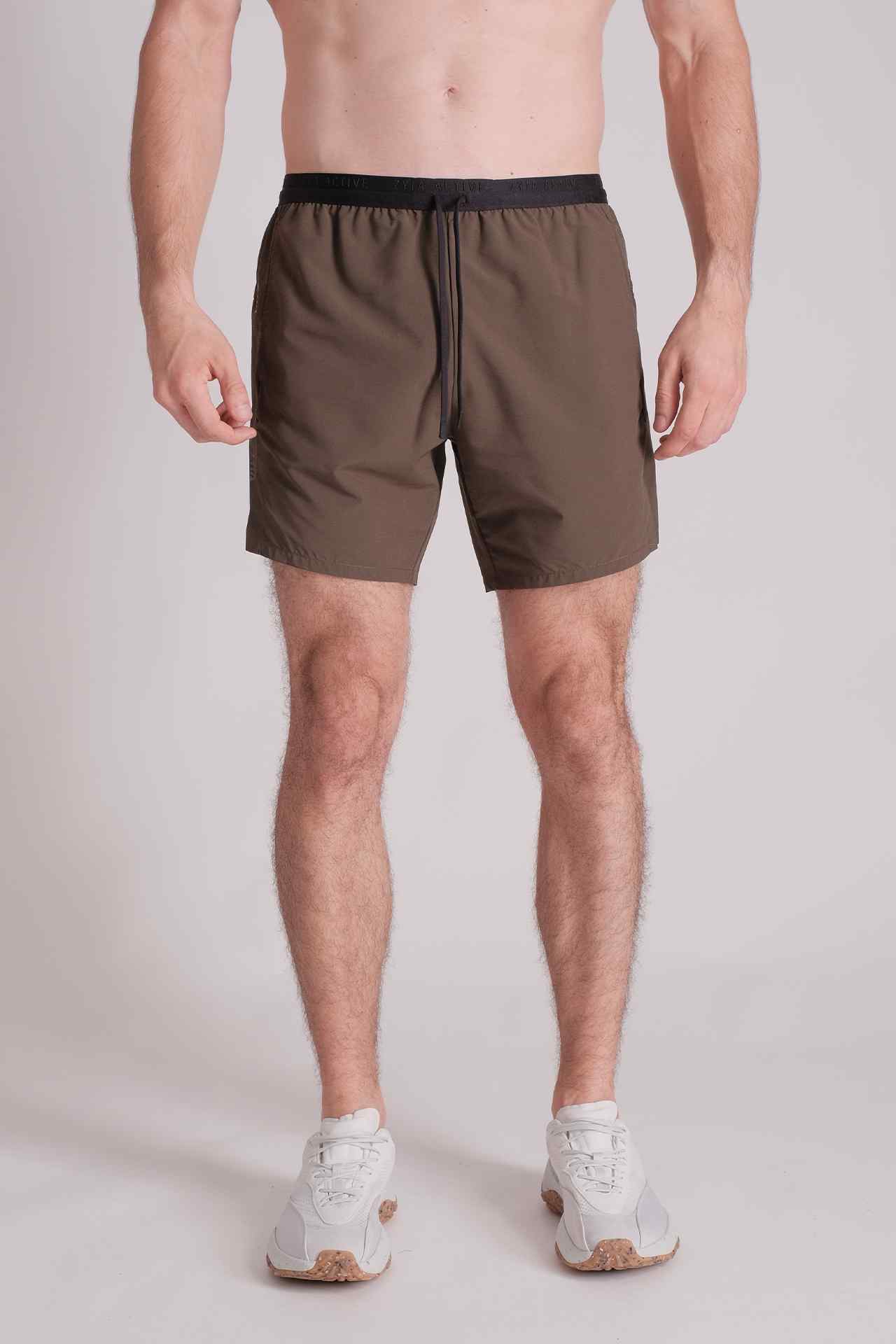 SPE0137 - Water Resistant Back Zip Running Short 6.0" - Army