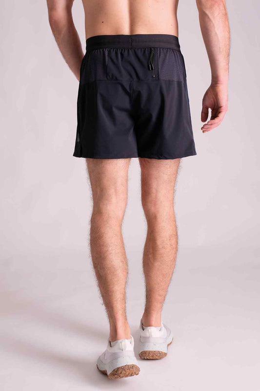 SPE0138 - Lightweight Stretch Nylon Back Zip Pocket Running Short 4.5" - Navy