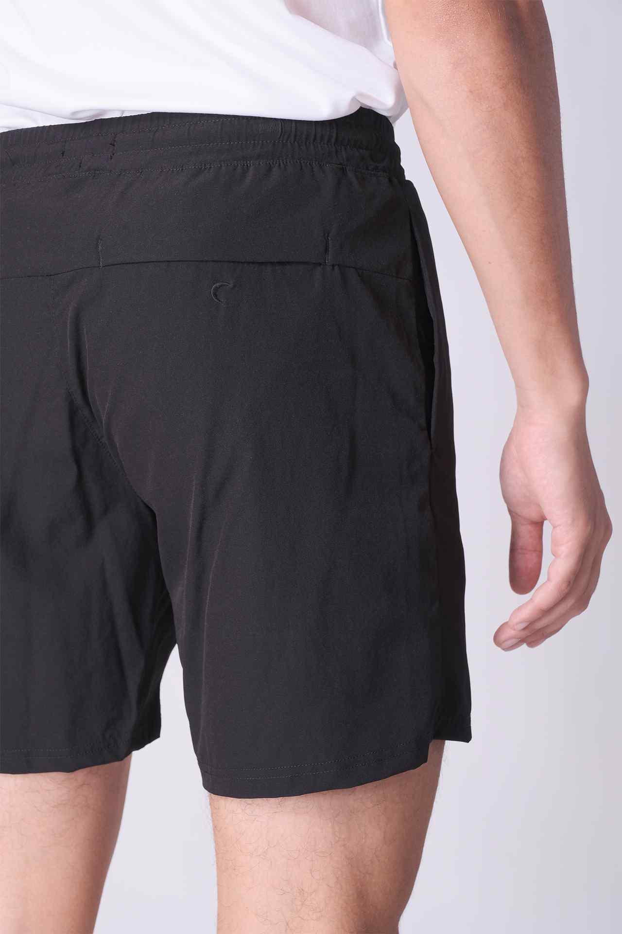 SPE0156 - Water Resistant Lightweight Stretch Everyday Drawstring Active Shorts 6" - Black