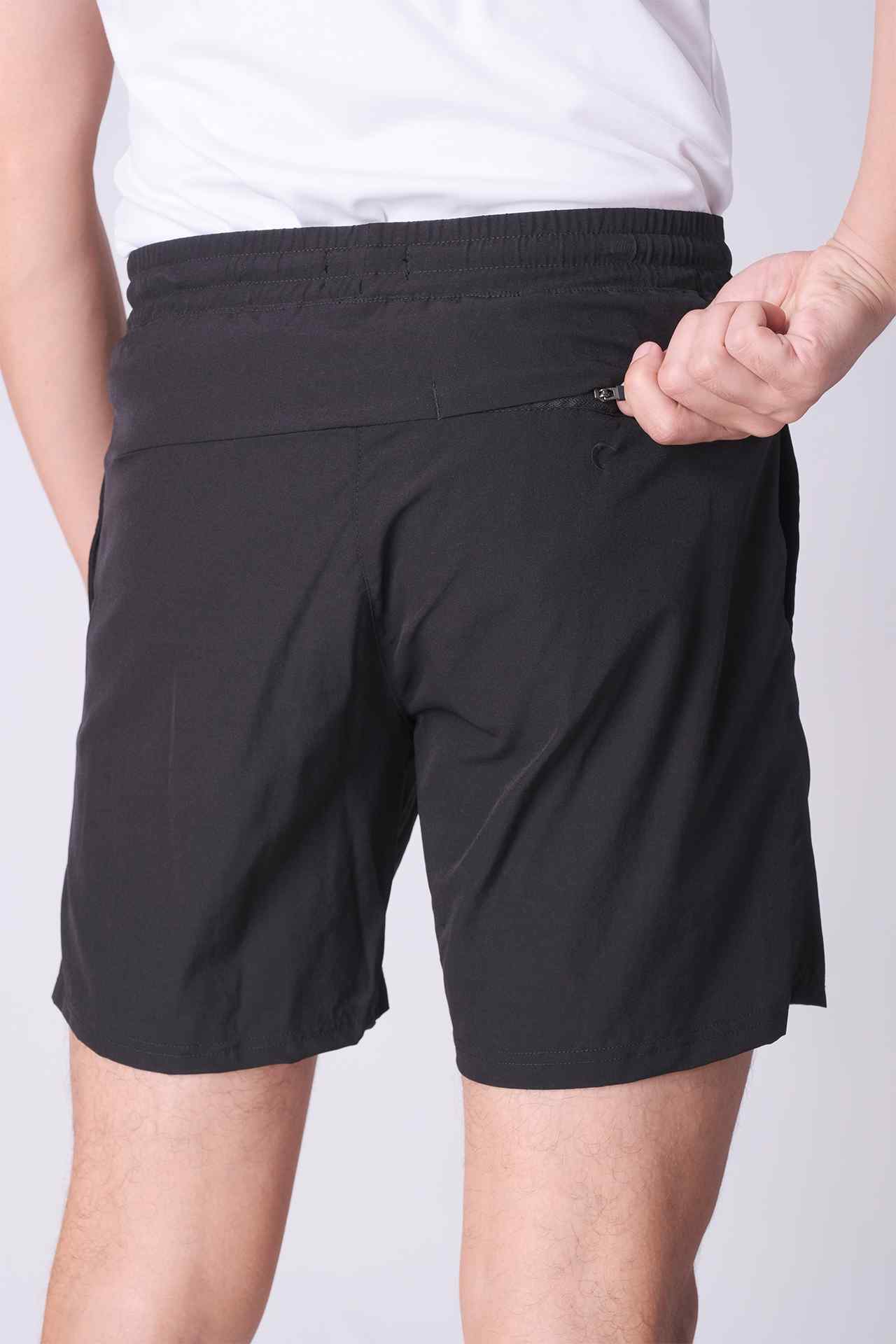 SPE0156 - Water Resistant Lightweight Stretch Everyday Drawstring Active Shorts 6" - Black