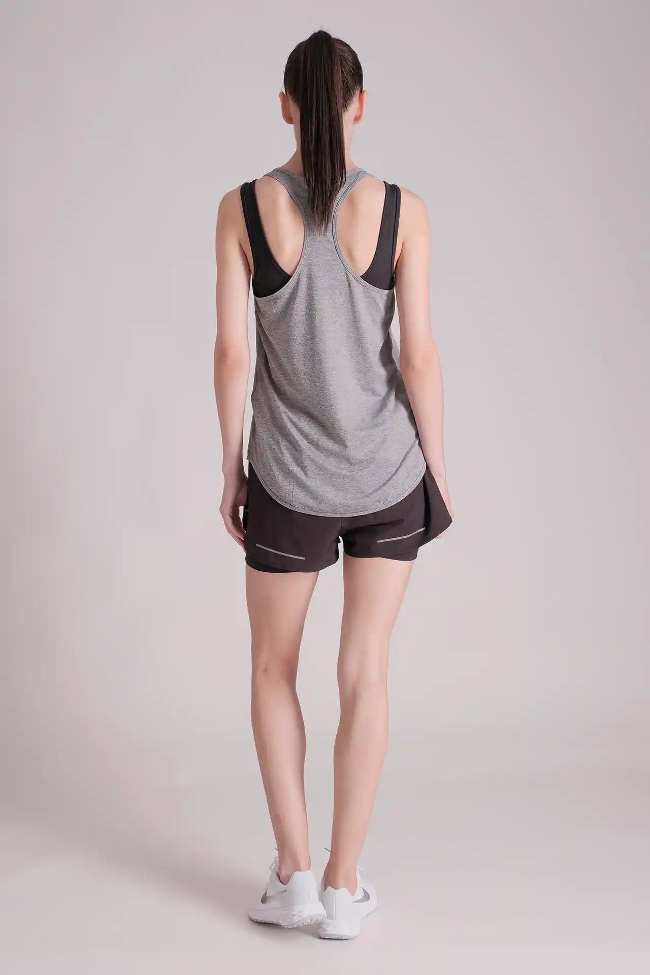 SPWE0184 - Women's Reflective Dual Layer 2-in-1 Woven Running Short 2.0" - Black