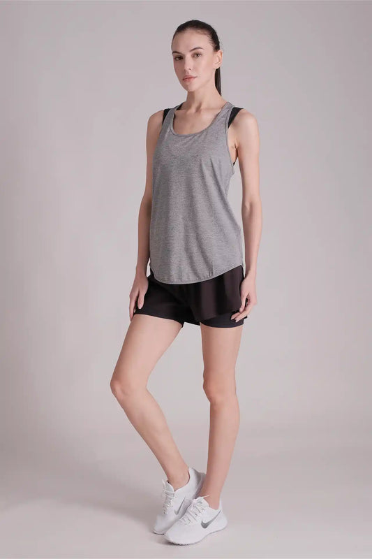 SPWE0184 - Women's Reflective Dual Layer 2-in-1 Woven Running Short 2.0" - Black