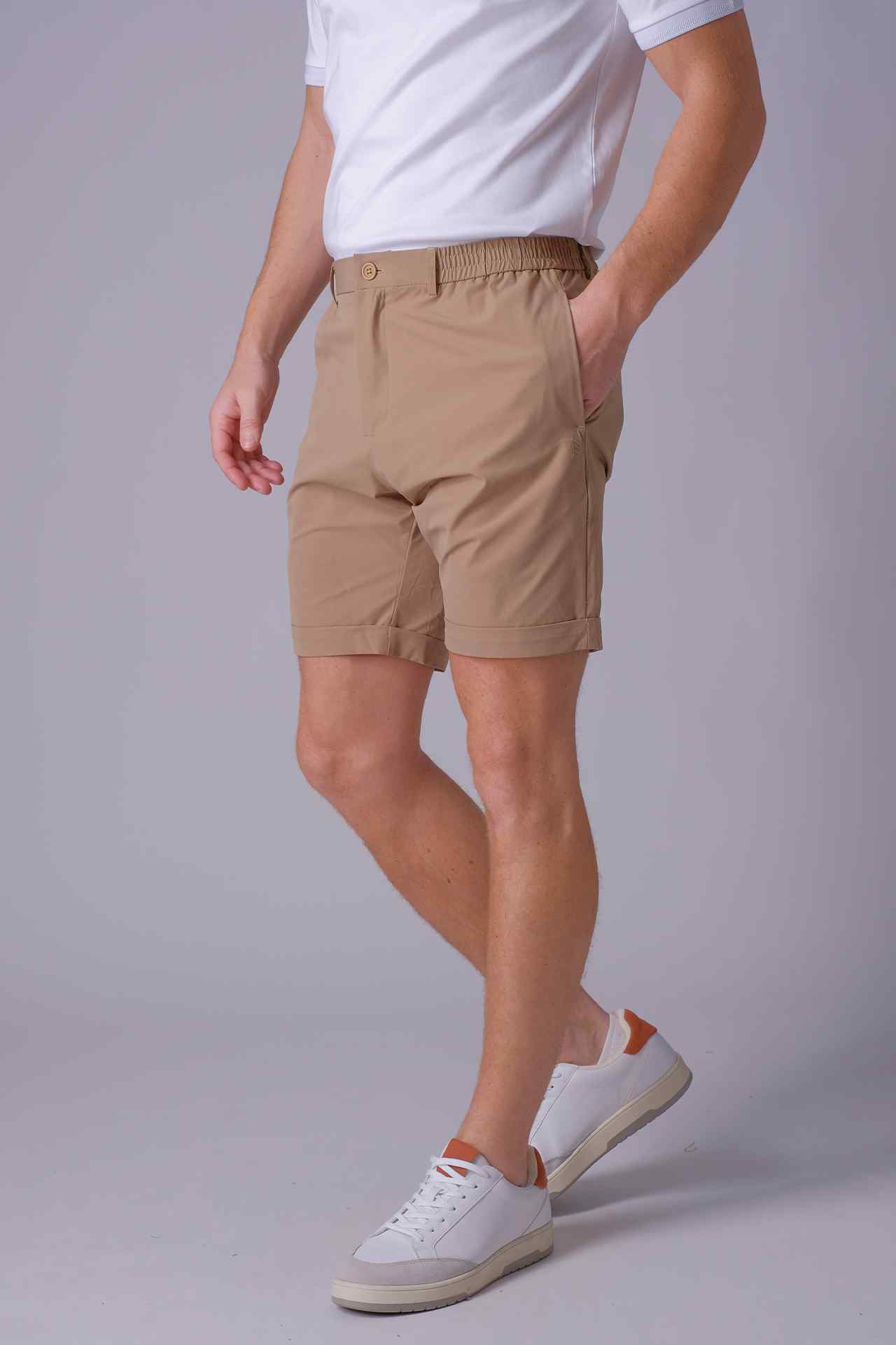 SPE0191 - Essential Water Resistant Rolled Hem Short 8" - Khaki