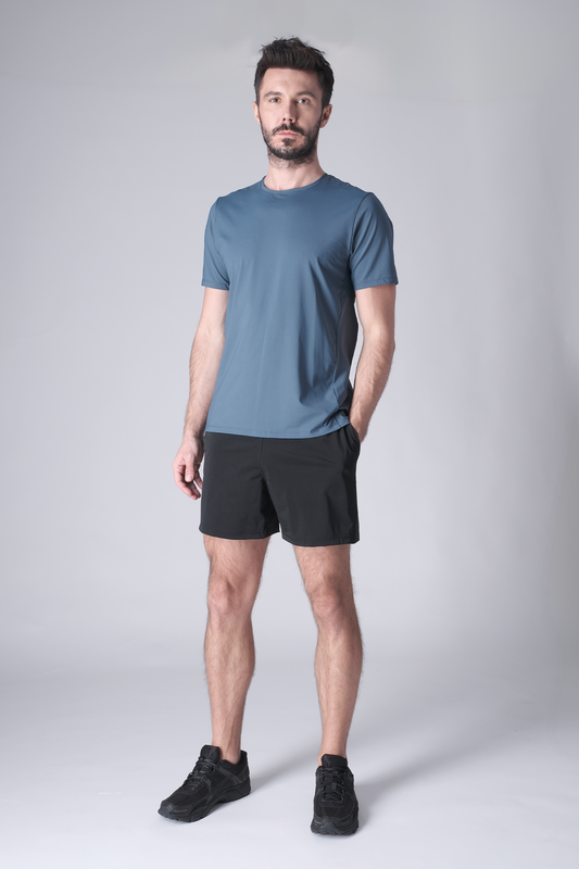 SPE0198 - Lightweight Stretch Nylon Linerless Workout Shorts 5" - Black