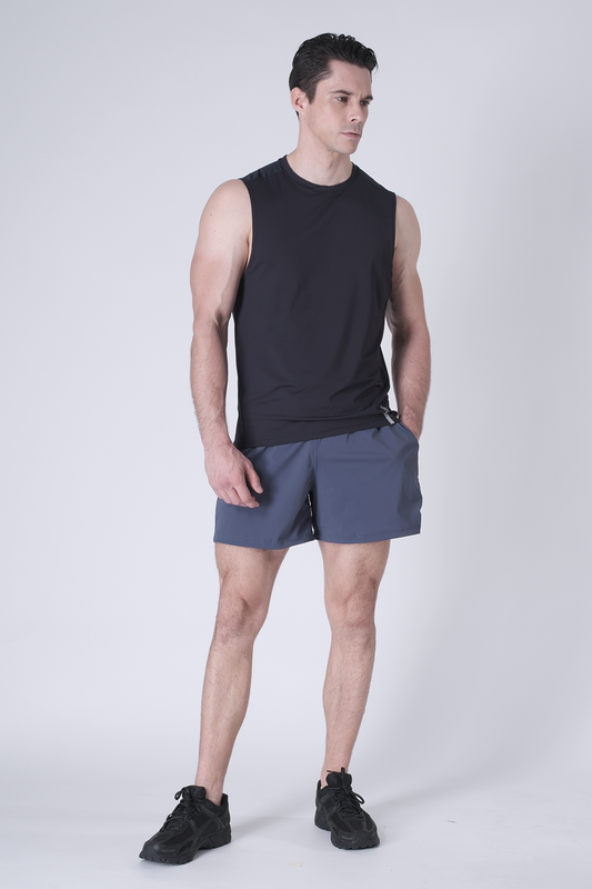 SPE0198 - Lightweight Stretch Nylon Linerless Workout Shorts 5" - Ash Blue
