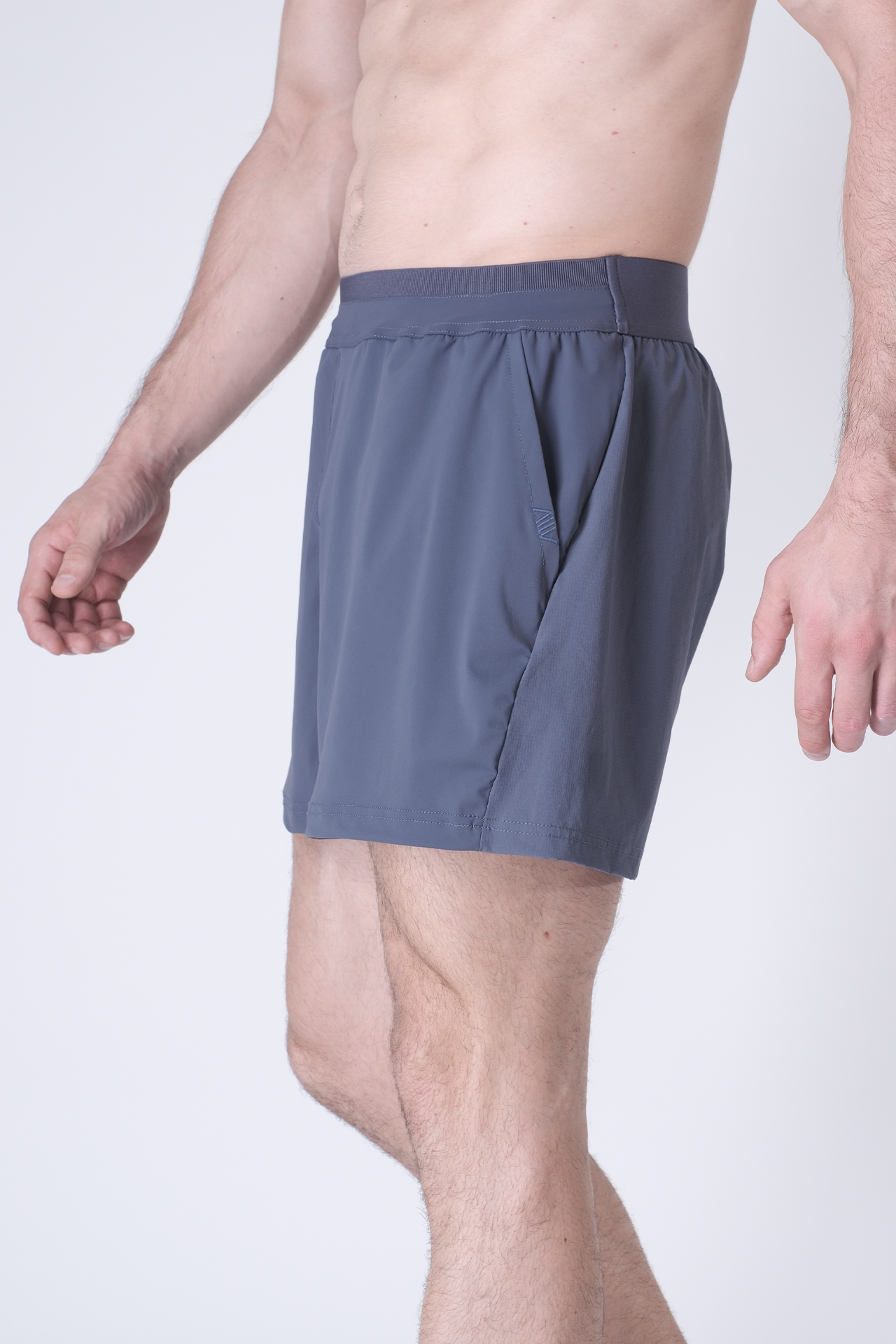 SPE0198 - Lightweight Stretch Nylon Linerless Workout Shorts 5" - Ash Blue