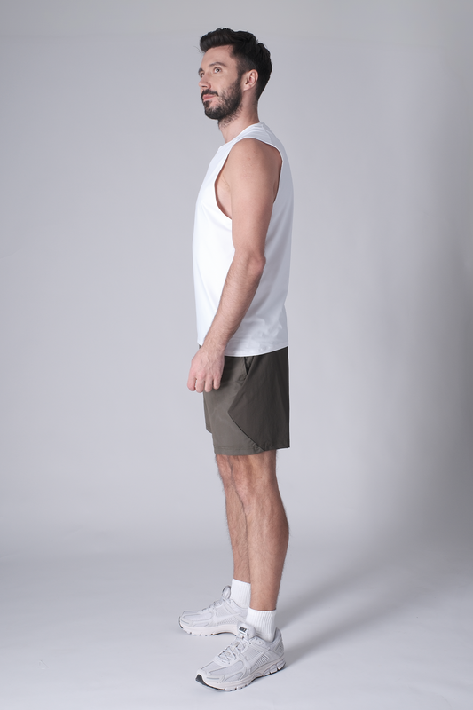 SPE0199 - Lightweight Stretch Nylon Linerless Workout Shorts 7" - Army
