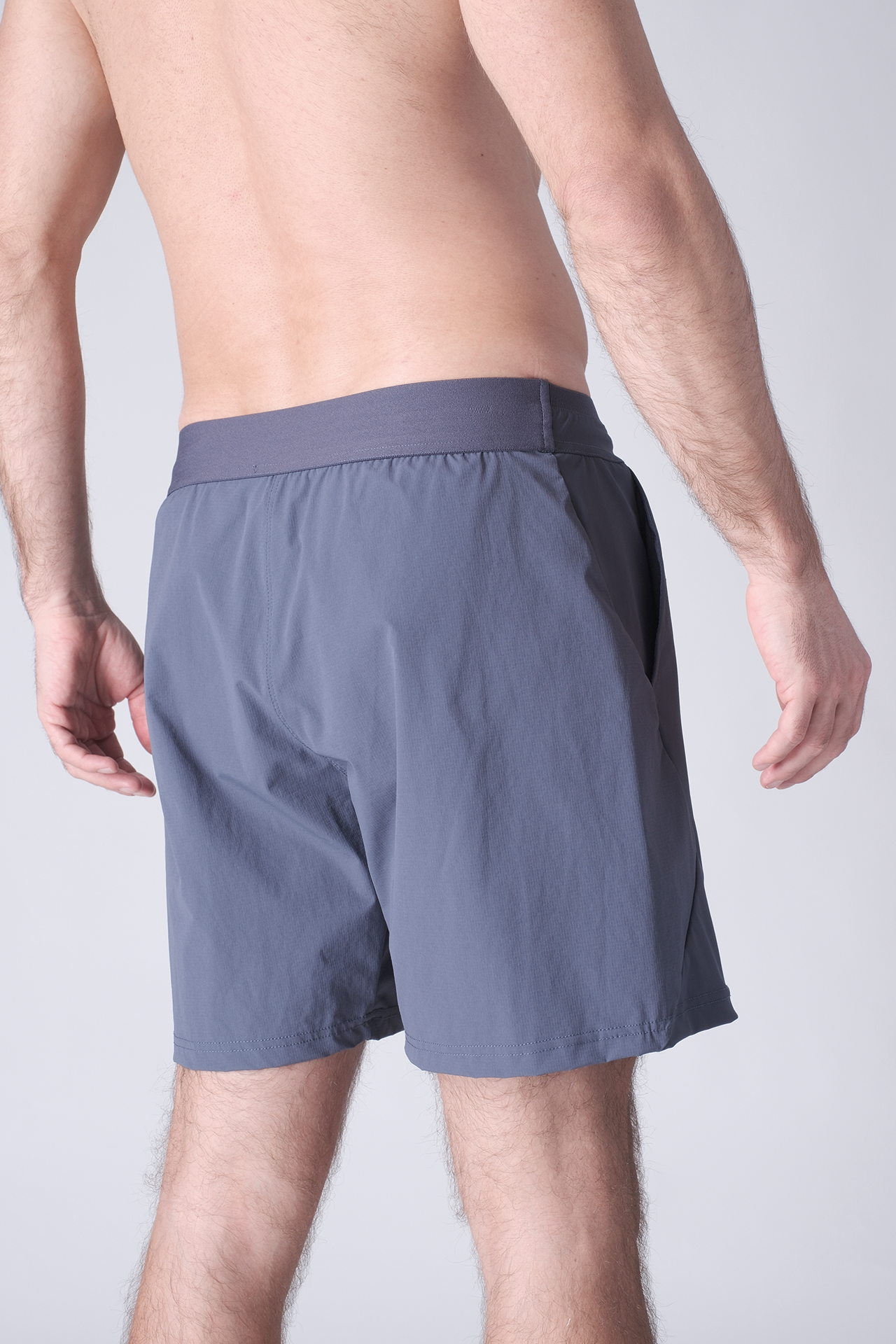 SPE0199 - Lightweight Stretch Nylon Linerless Workout Shorts 7" - Ash Blue