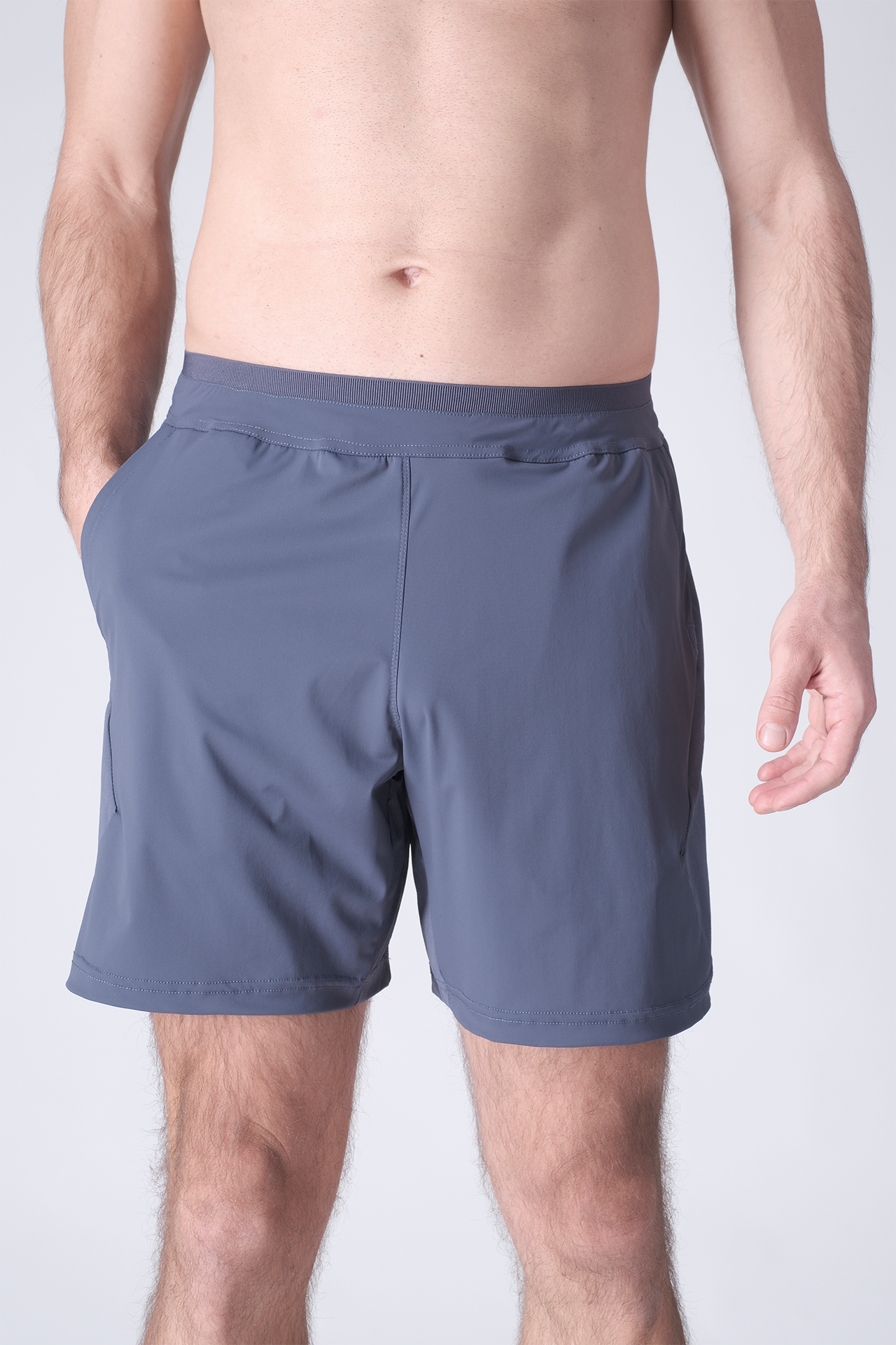 SPE0199 - Lightweight Stretch Nylon Linerless Workout Shorts 7" - Ash Blue
