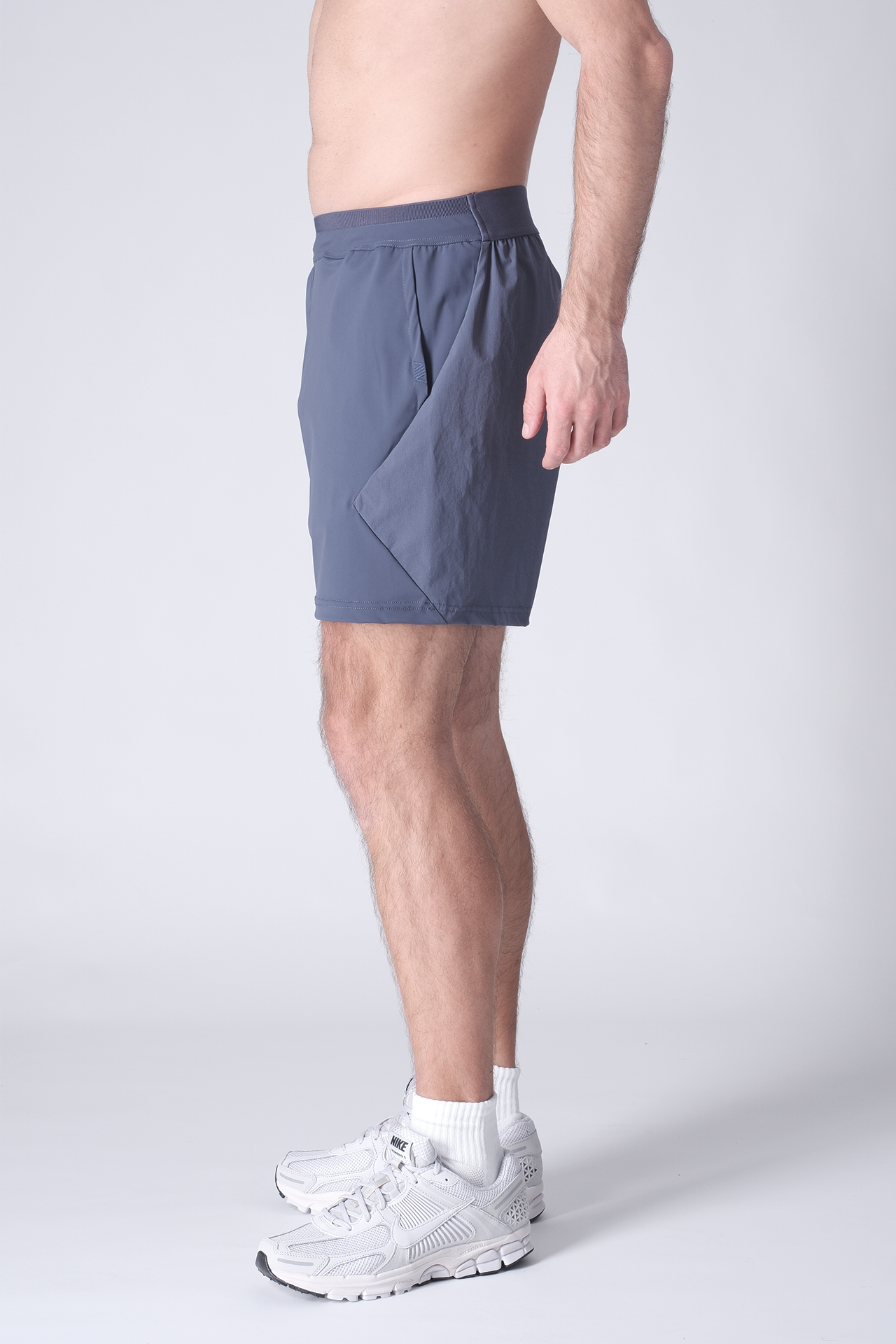 SPE0199 - Lightweight Stretch Nylon Linerless Workout Shorts 7" - Ash Blue