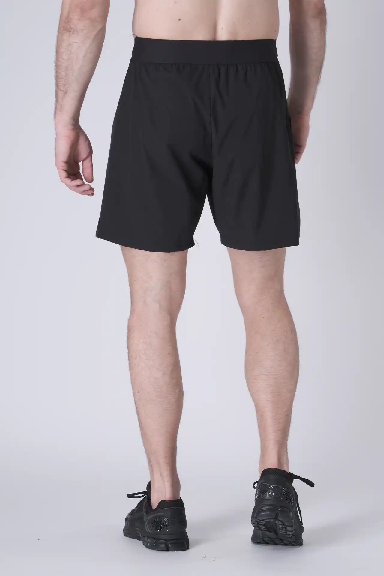 SPE0199 - Lightweight Stretch Nylon Linerless Workout Shorts 7" - Black