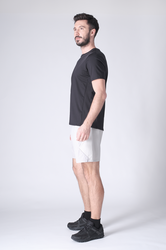 SPE0199 - Lightweight Stretch Nylon Linerless Workout Shorts 7" - Light Grey