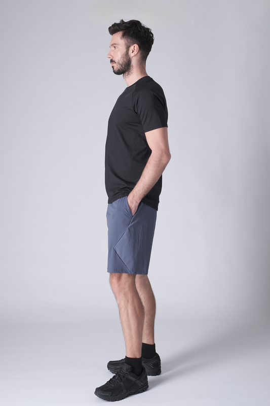 SPE0200 - Lightweight Stretch Nylon Linerless Workout Shorts 9" - Ash Blue