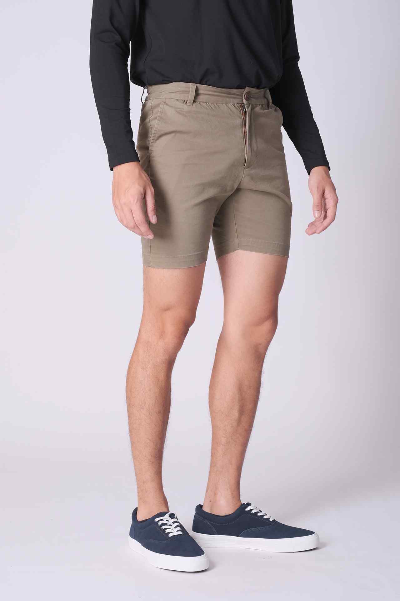 SPE0202 - Essential Stretch Cotton Twill Chino Short 7" - Mid Brown