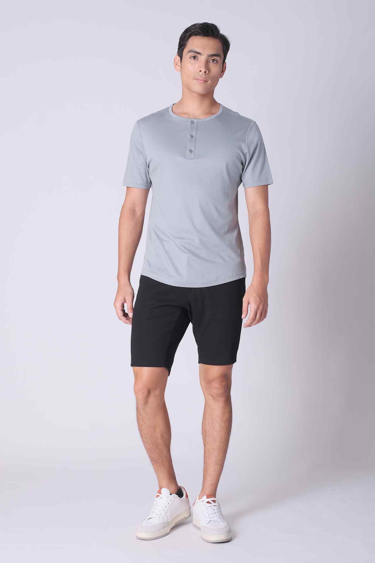 SPE0230 - Mid-weight Casual Knit Mid Rise 5-Pocket Interlock Shorts 9.5" - Black