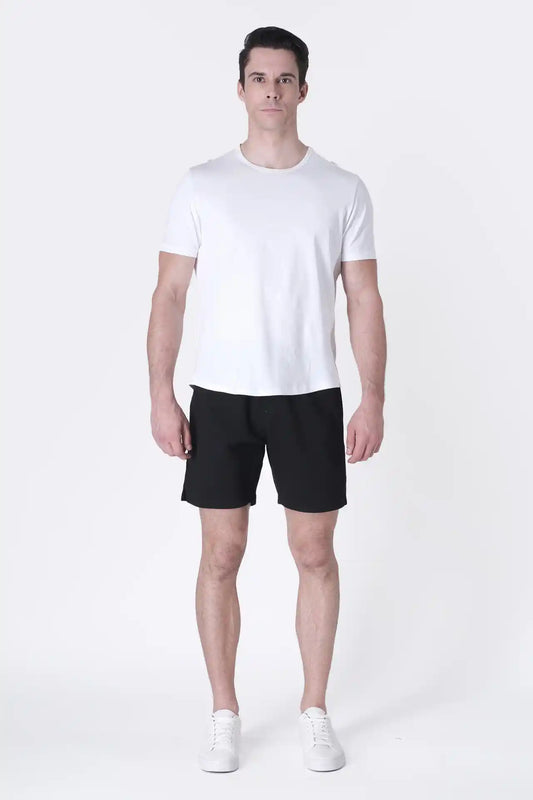 SPE0239 - Ultra Soft Mid-weight Stretch Interlock Back Zip Pocket Short 7" - Black