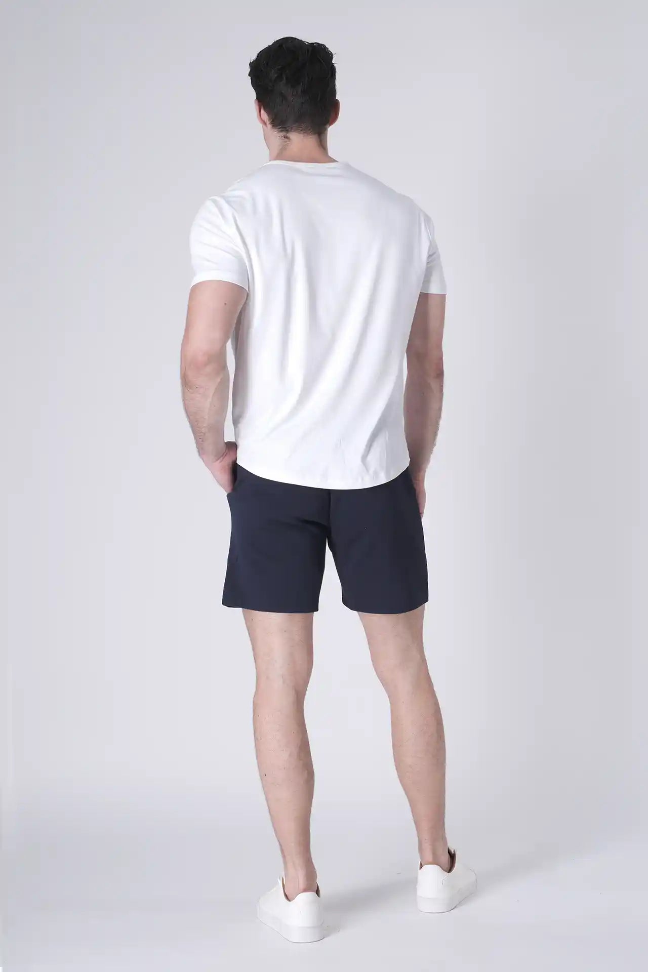 SPE0239 - Ultra Soft Mid-weight Stretch Interlock Back Zip Pocket Short 7" - Navy