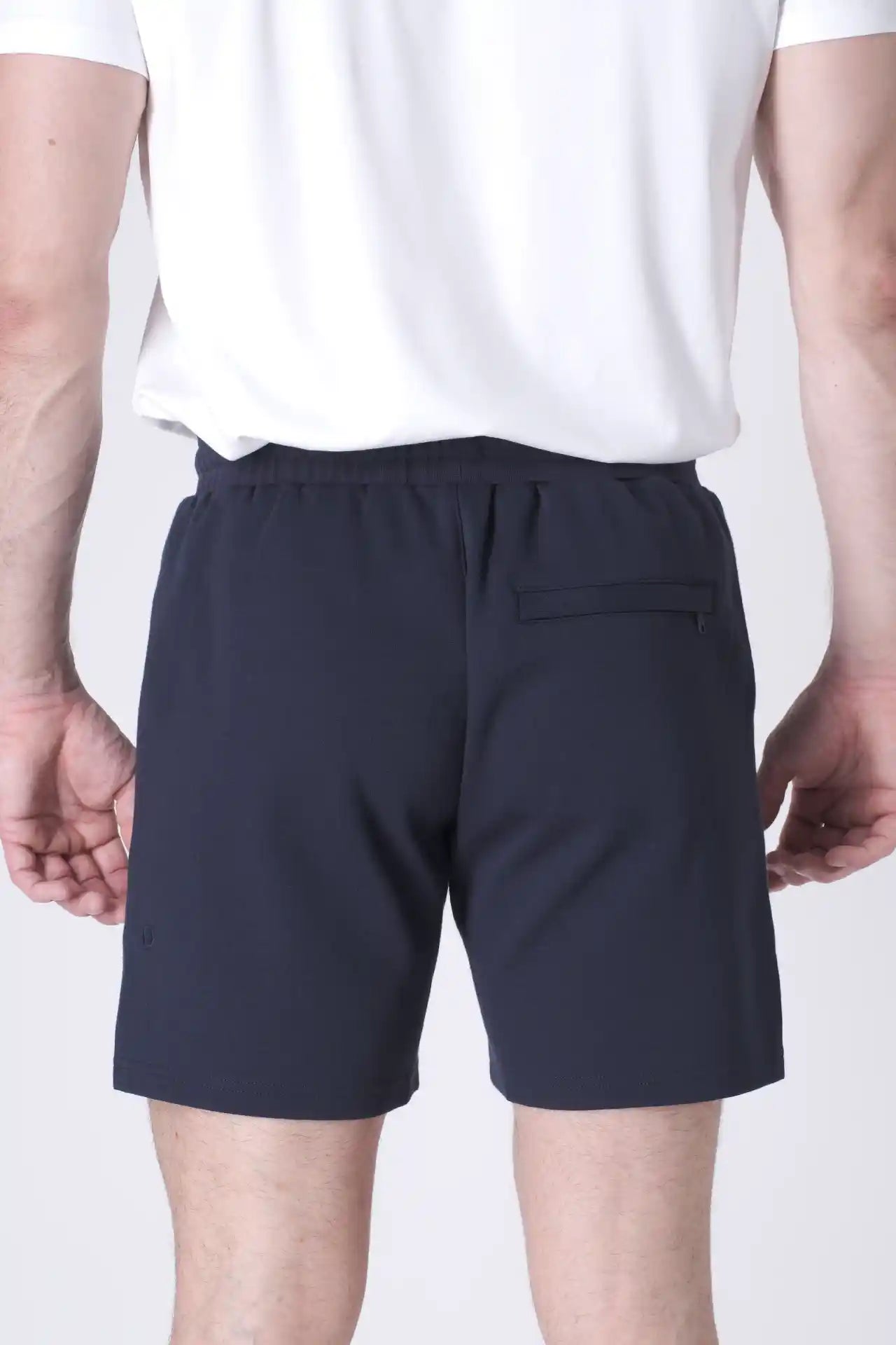 SPE0239 - Ultra Soft Mid-weight Stretch Interlock Back Zip Pocket Short 7" - Navy