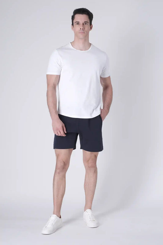 SPE0239 - Ultra Soft Mid-weight Stretch Interlock Back Zip Pocket Short 7" - Navy