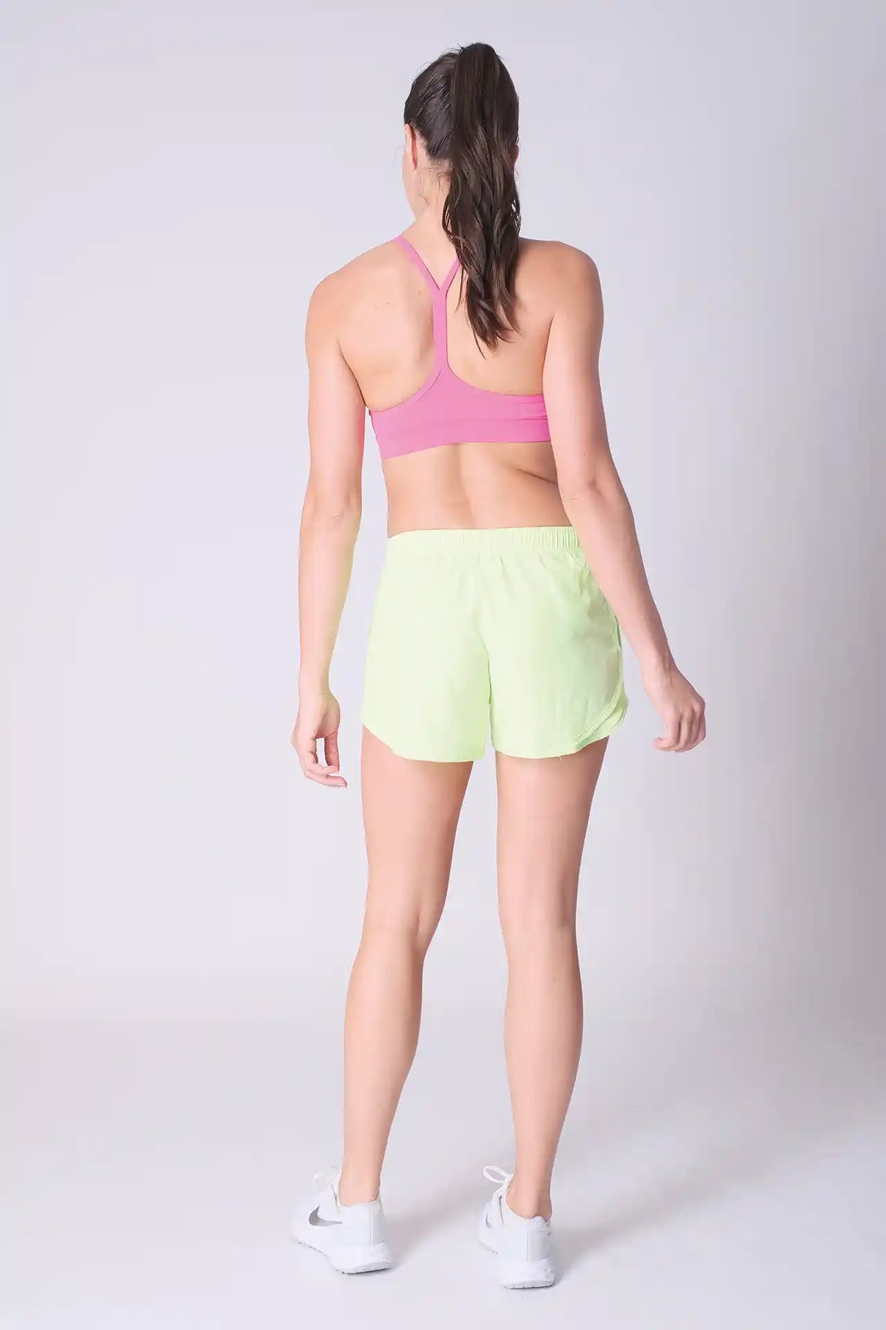 SPWE0244 - Women's Lightweight Stretch Brief-Lined Running Shorts 3" - Neon