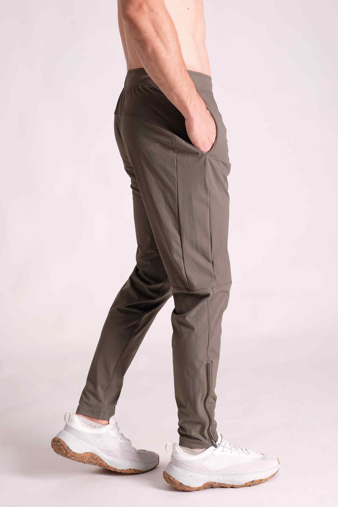 SPH0148 - Lightweight Zip Hem Running Joggers 30" - Army