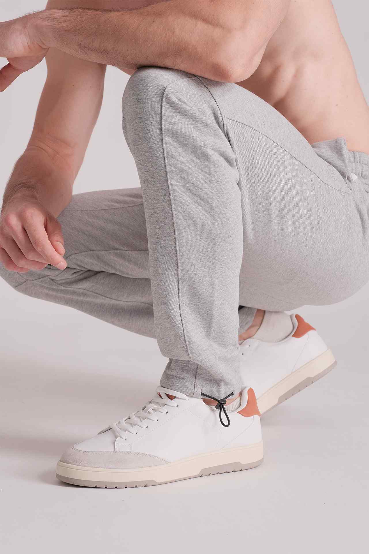 SPH0177 - Finest Cotton French Terry Cinchable Cuff Sweatpants 30” - Heather Grey