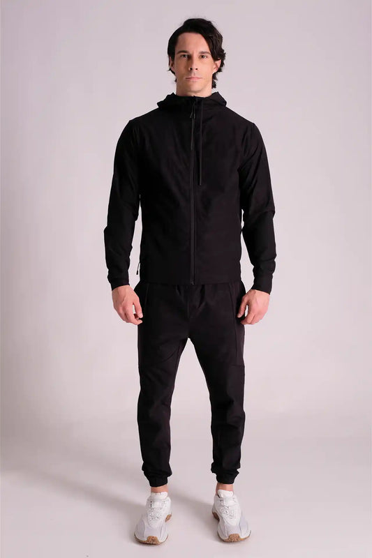 SPH0205 - Water Resistant Stretch Jacquard Camo Tapered Training Joggers 30" - Black