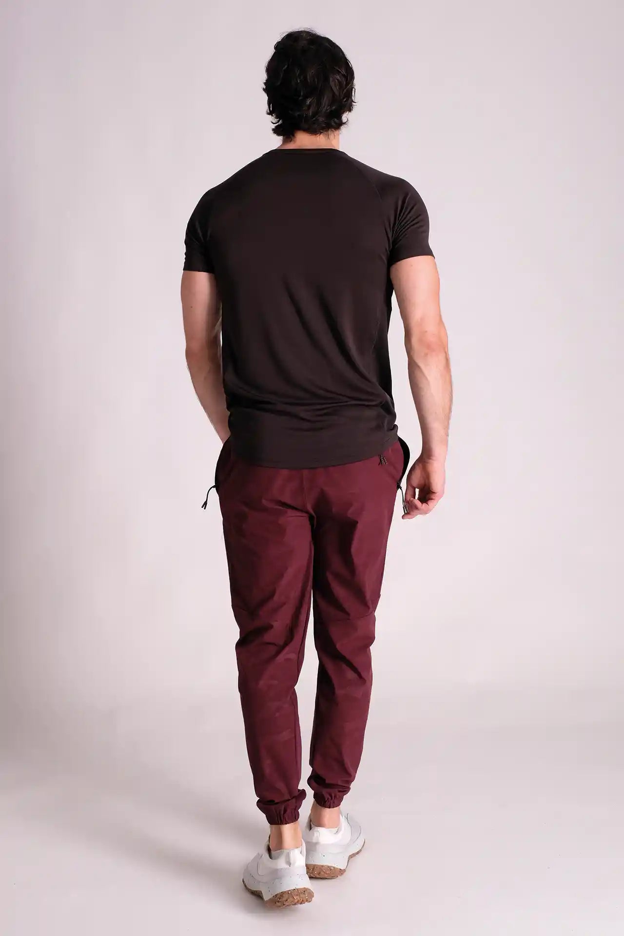 SPH0205 - Water Resistant Stretch Jacquard Camo Tapered Training Joggers 30" - Burgundy