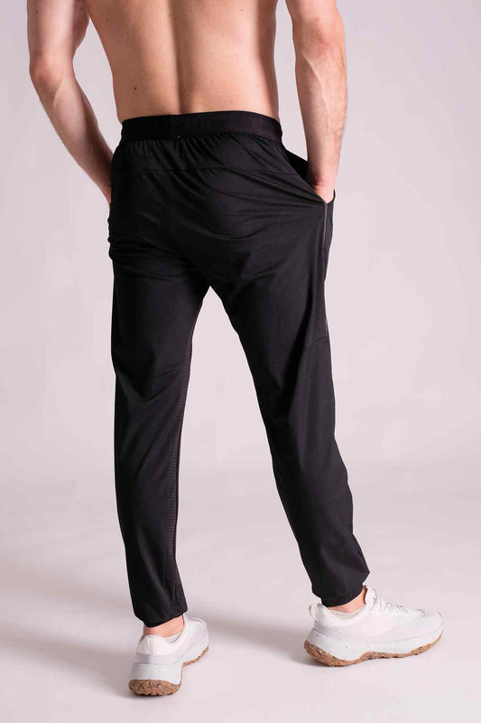 SPH0206 - Stretch Nylon Branded Elastic Running Joggers 31" - Black