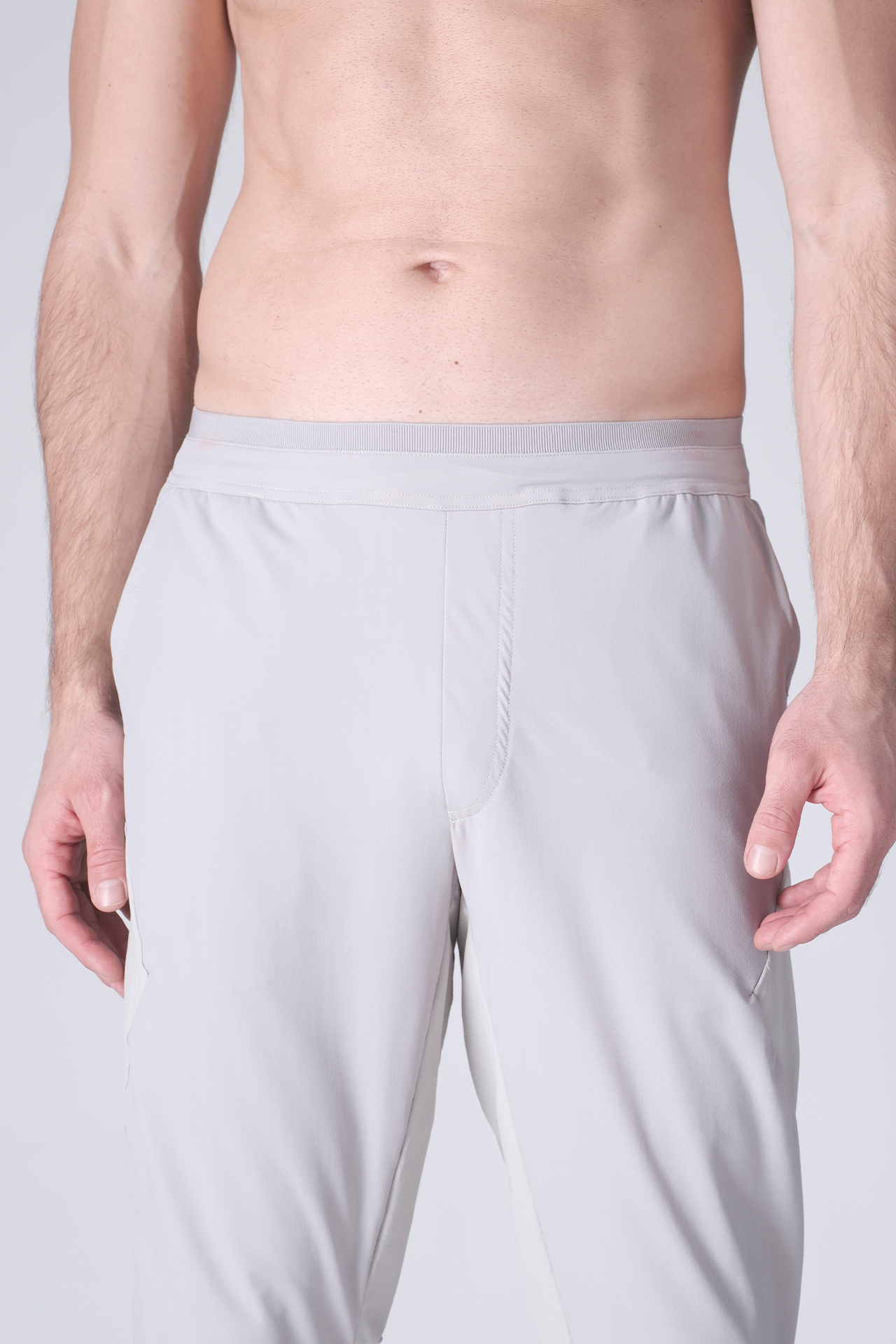 SPH0242 - Lightweight Stretch Nylon Workout Joggers 30" - Light Grey
