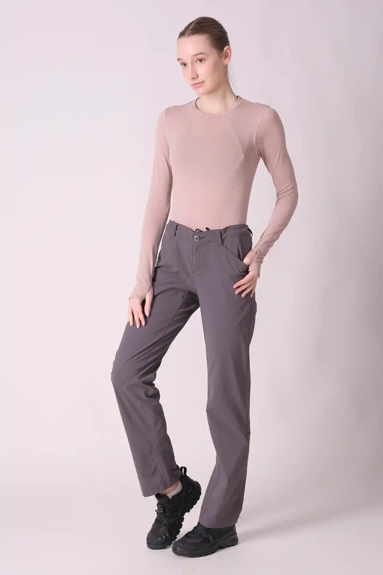 SPWH0261 - Women's Zip Thigh Pocket Pants 32" - Ash Grey