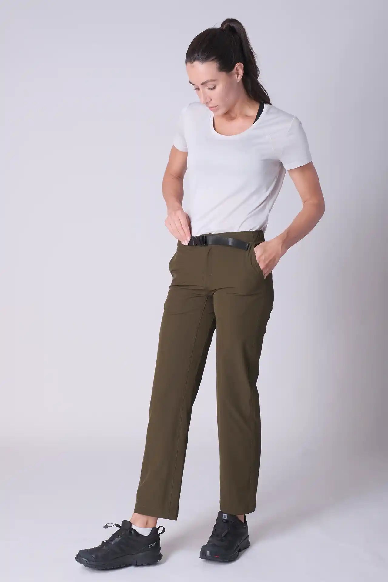 SPWH0275 - Women's Hiking Pants with belt 30" - Army