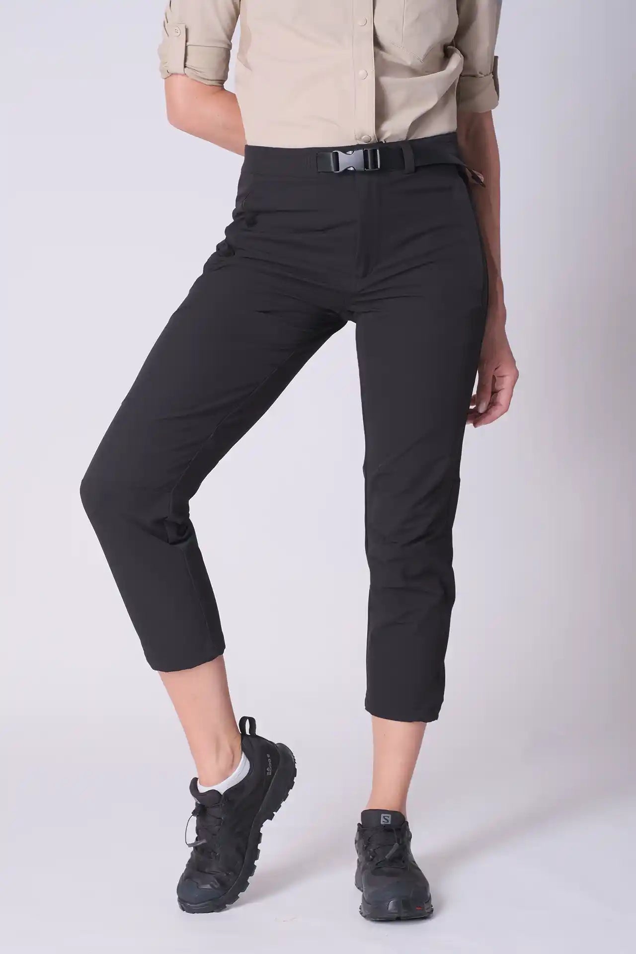 SPWH0277 - Women's Hiking Pants with belt 25"- Black