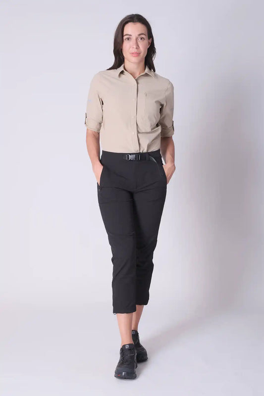 SPWH0277 - Women's Hiking Pants with belt 25"- Black