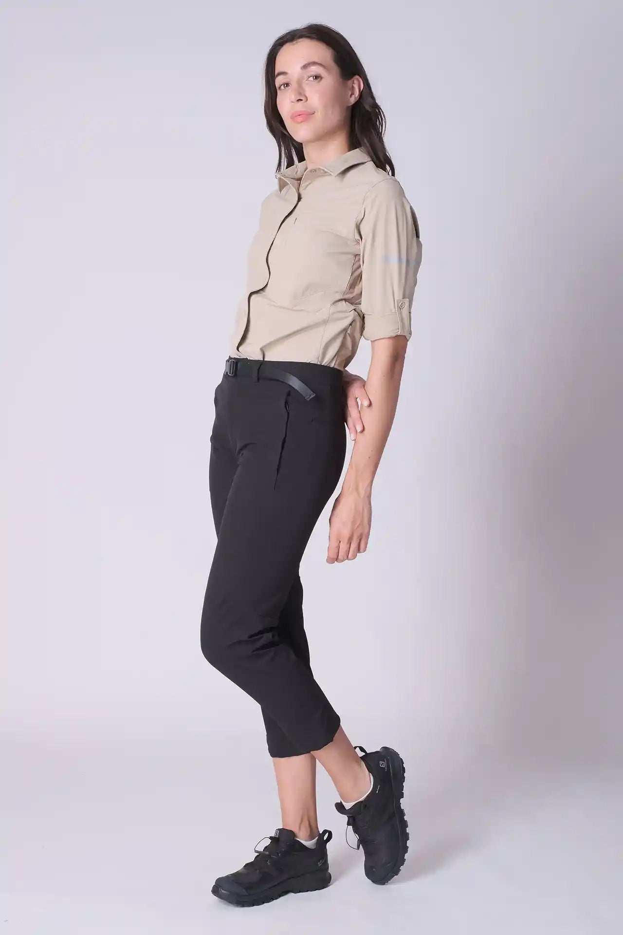 SPWH0277 - Women's Hiking Pants with belt 25"- Black