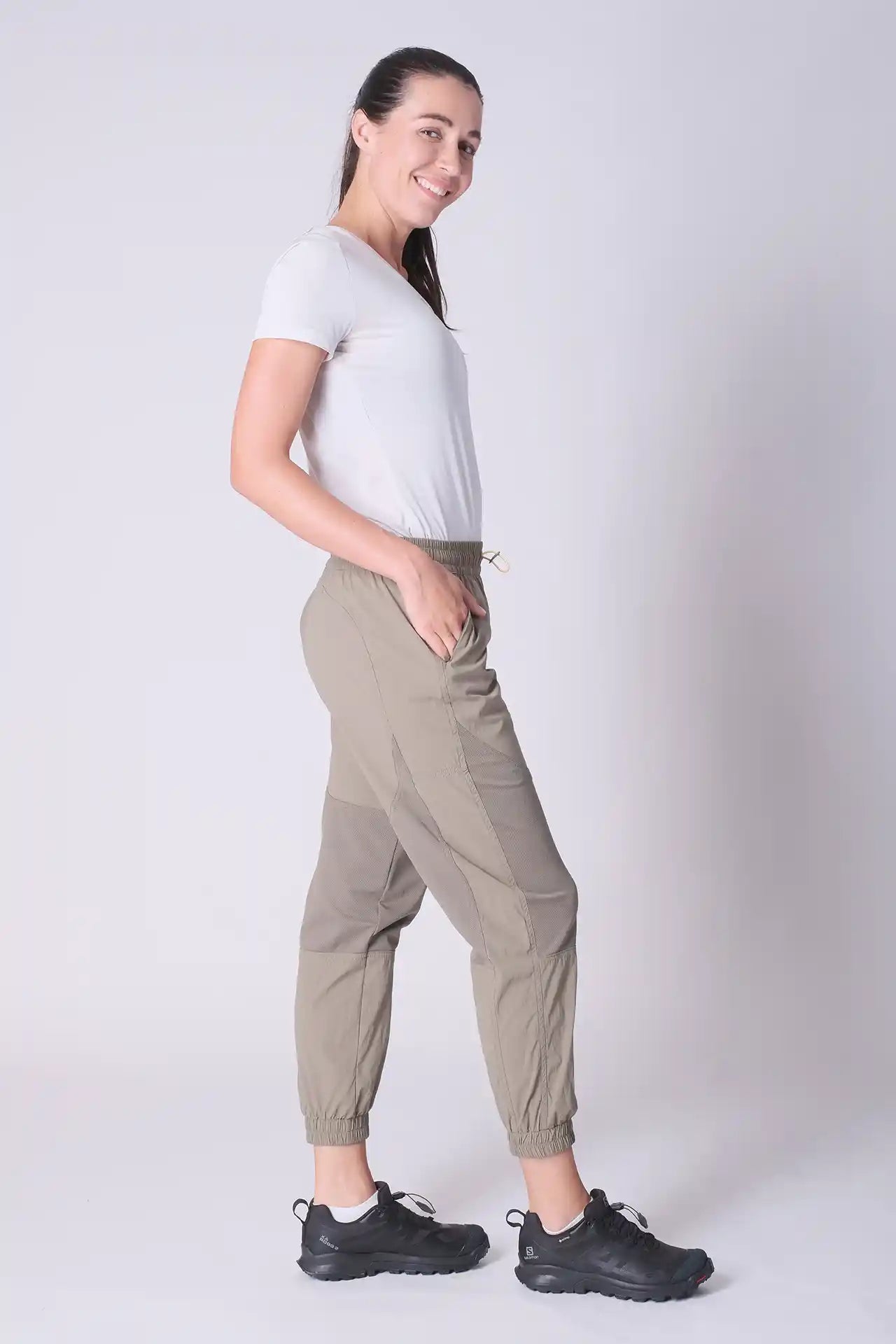 SPWH0293 - Women's Water Resistant Mesh Panels Hiking Pants - Khaki