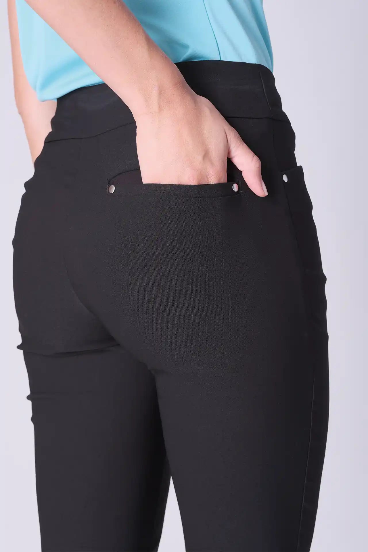 SPWH0295 - Women's Stretchy Pull On Pants 30" - Black