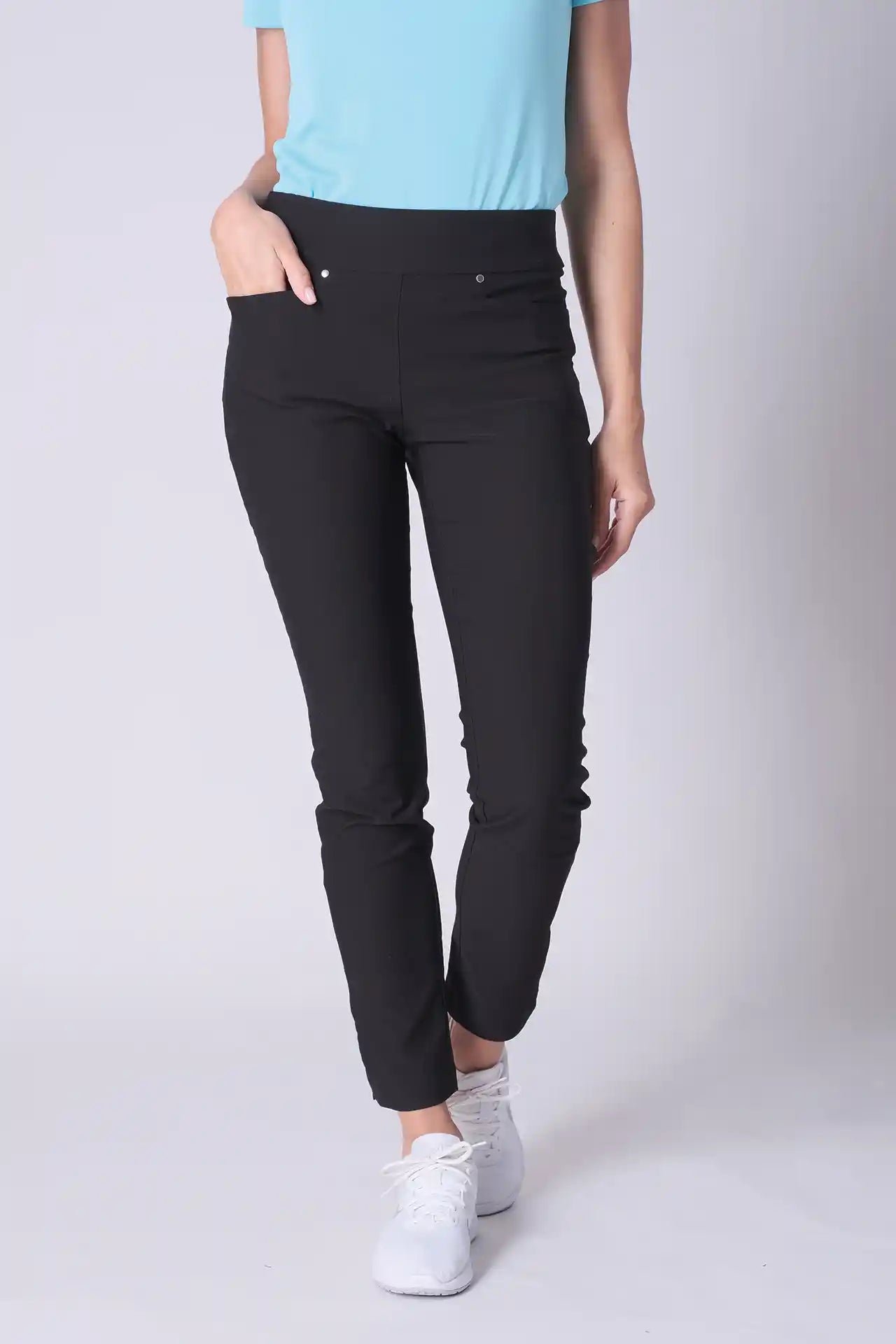 SPWH0295 - Women's Stretchy Pull On Pants 30" - Black