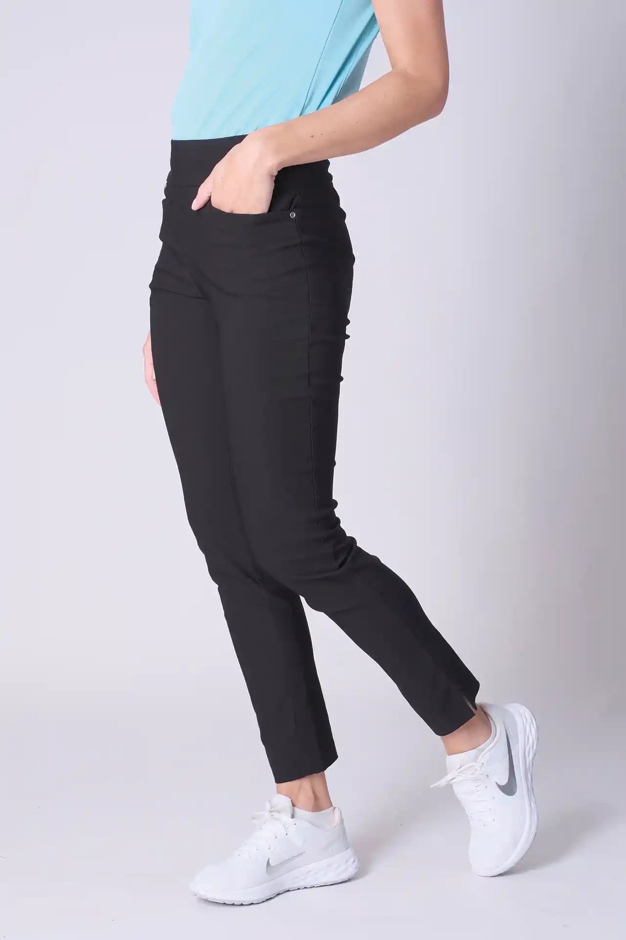 SPWH0295 - Women's Stretchy Pull On Pants 30" - Black