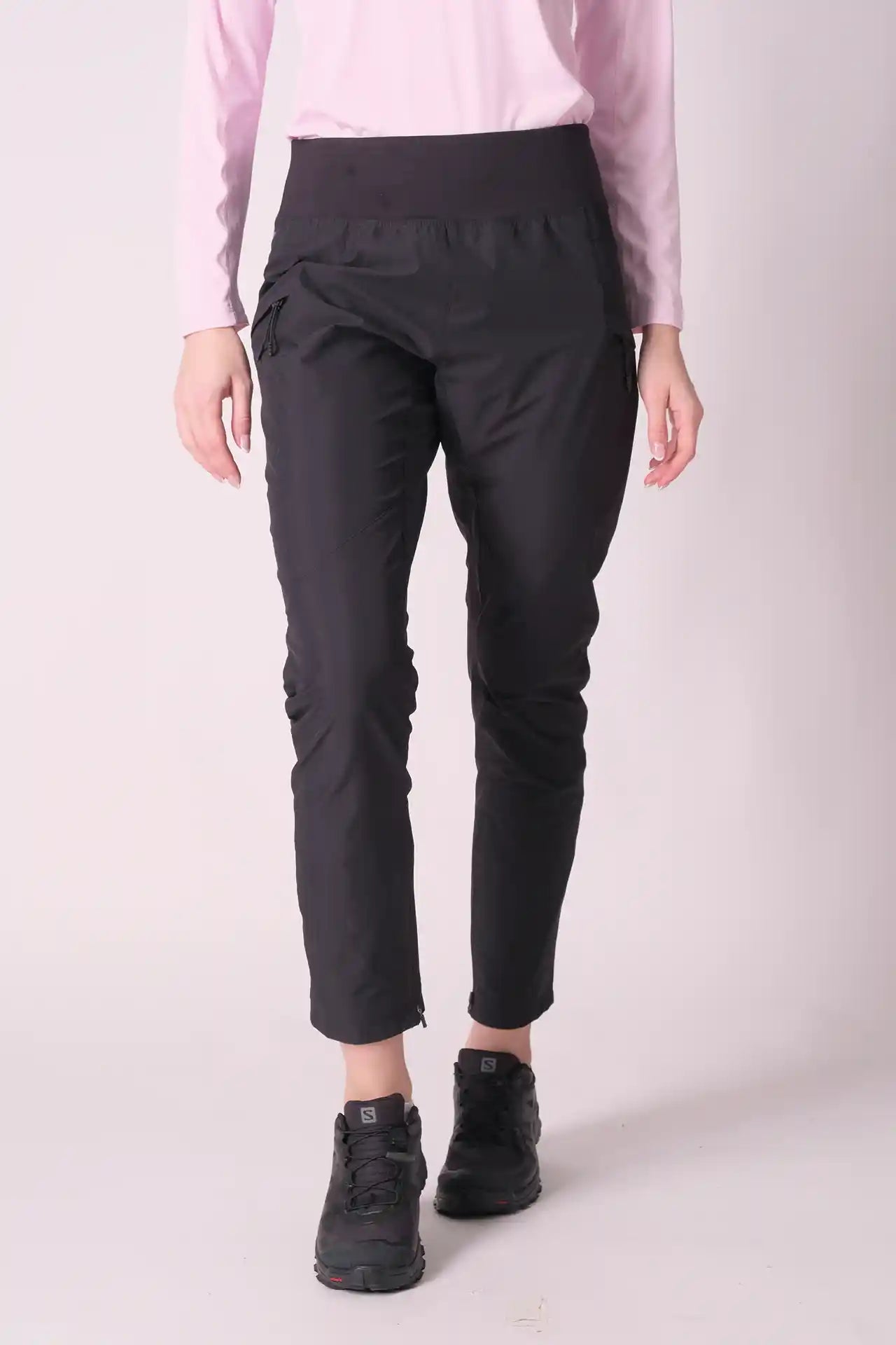 SPWH22014 - Women's Tapered Leg Pants w/ Zipper Calf - Black