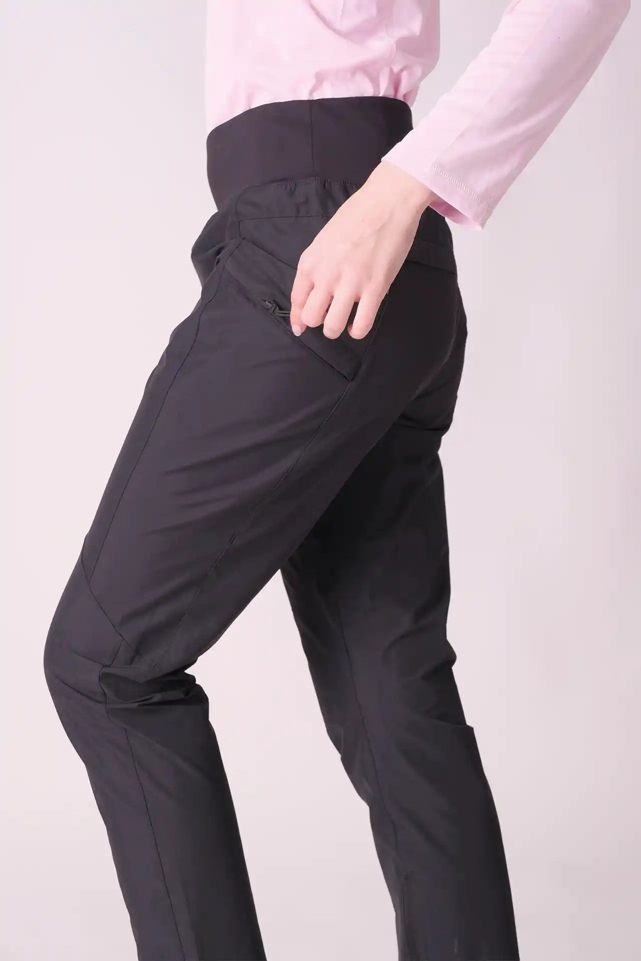 SPWH22014 - Women's Tapered Leg Pants w/ Zipper Calf - Black